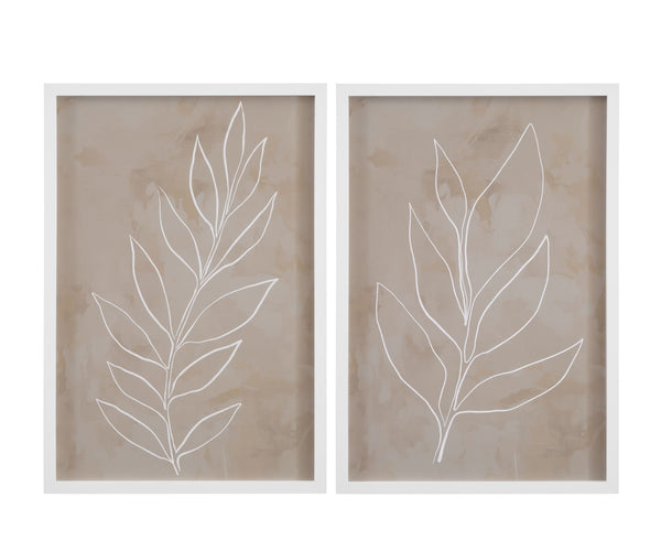 Leaf Line Art II Framed Print - Light Brown