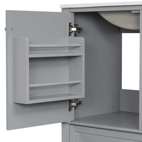 Freestanding Bathroom Vanity With Sink, Soft Close Door, 3 Drawers