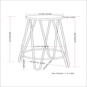 Simeon - Multifunctional Metal Stool With Wood Seat