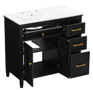 Bathroom Vanity With Sink Top, 3 Soft Closing Drawers