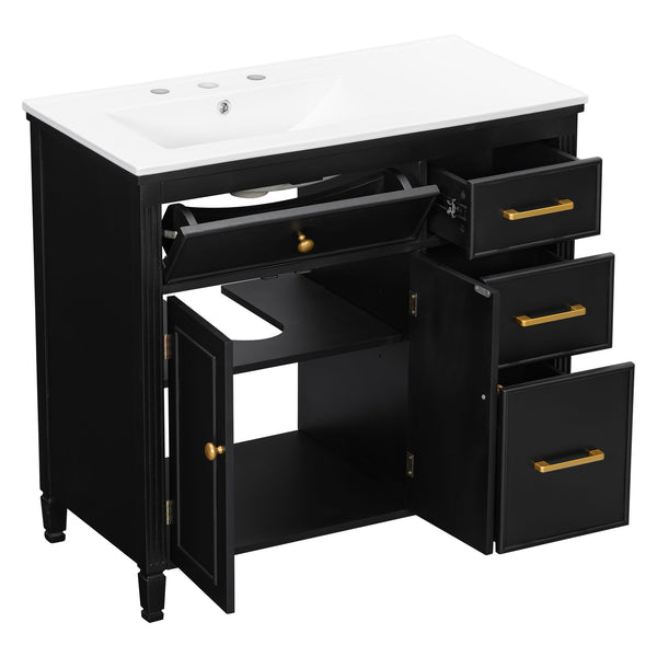 Bathroom Vanity With Sink Top, 3 Soft Closing Drawers