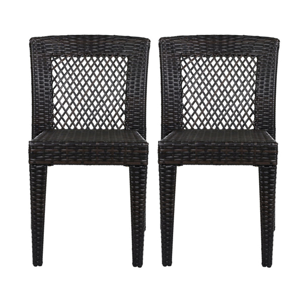 7 Piece Outdoor Dining Set With Table And 6 Chairs - Brown Multi