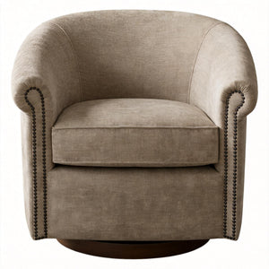Barrel Swivel Accent Chair, 360 Degree Rotating For Living Room - Sand