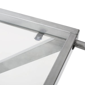 Modern Z Shaped Bar Cart With Tempered Glass Shelves - Silver