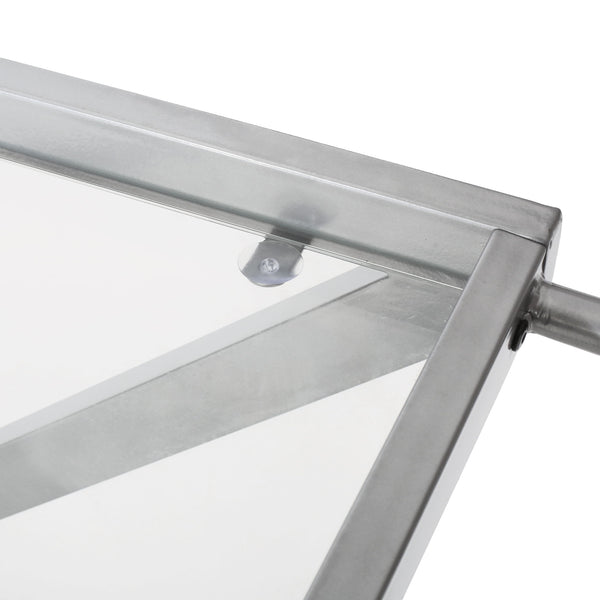 Modern Z Shaped Bar Cart With Tempered Glass Shelves - Silver