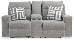 Biscoe - Power Reclining Loveseat With Console /Adj Headrest - Pewter