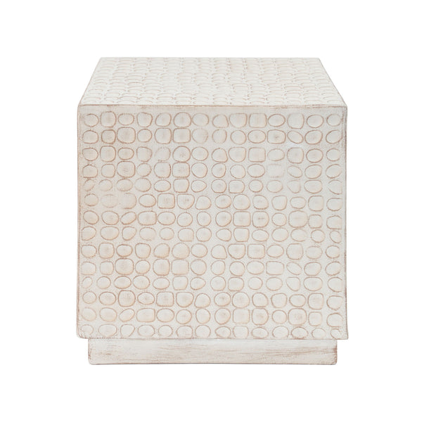 Chic Modern Mgo Cube Side Table With Fluted Design - Antique Brown