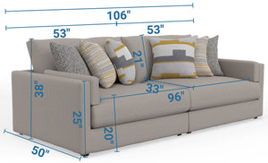 Trevor - Extra Deep Oversized Sofa With Included Storage Cocktail Ottoman