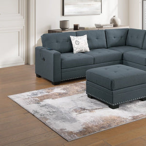 Casual Simple Tufted Sectional 4 Piece Set With USB Loveseat