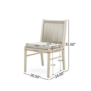 Cordoba - Dining Chair (Set of 2) With Acacia Wood Frame And Water Repellent Fabric - Beige / Yellow