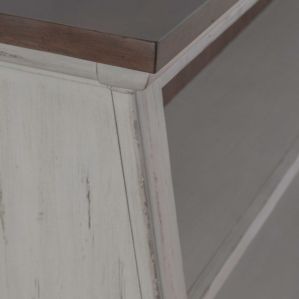 River Place - Angled Server Hutch - Riverstone White & Tobacco