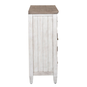 Heartland - 2 Door 6 Drawer Chesser - Antique White / Tobacco Tops