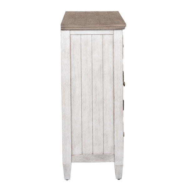 Heartland - 2 Door 6 Drawer Chesser - Antique White / Tobacco Tops