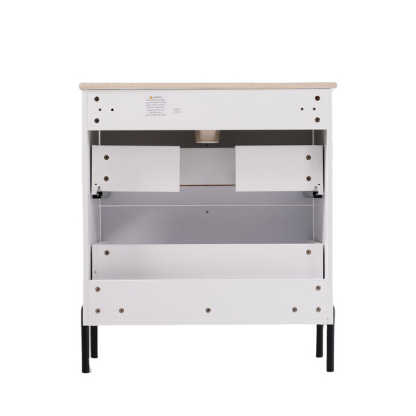 Bathroom Vanity With Ceramic Sink, Fluted Design