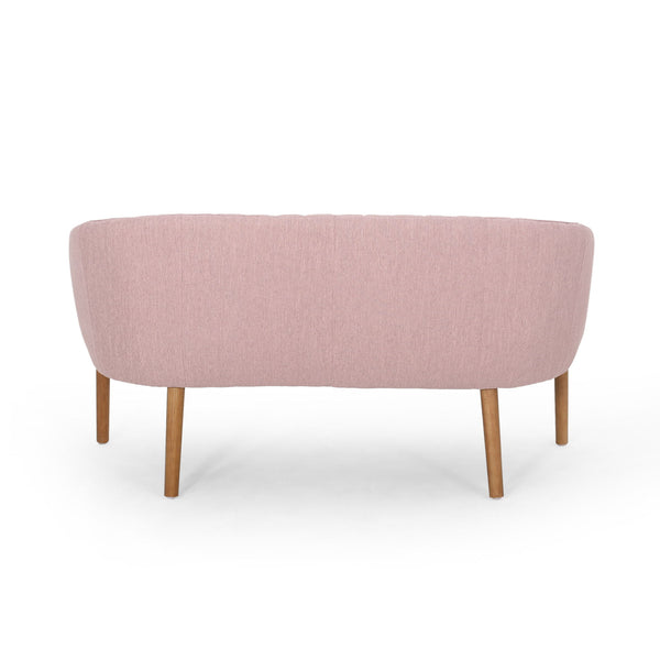Mid Century Modern Loveseat With Channel Stitched Backrest