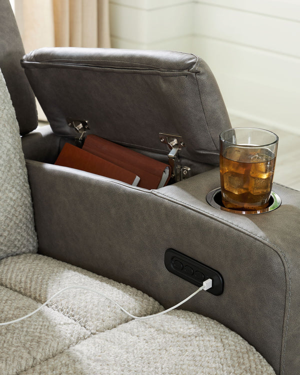WhipLash - Power Reclining Loveseat With Console / Adj Headrest - Sisal