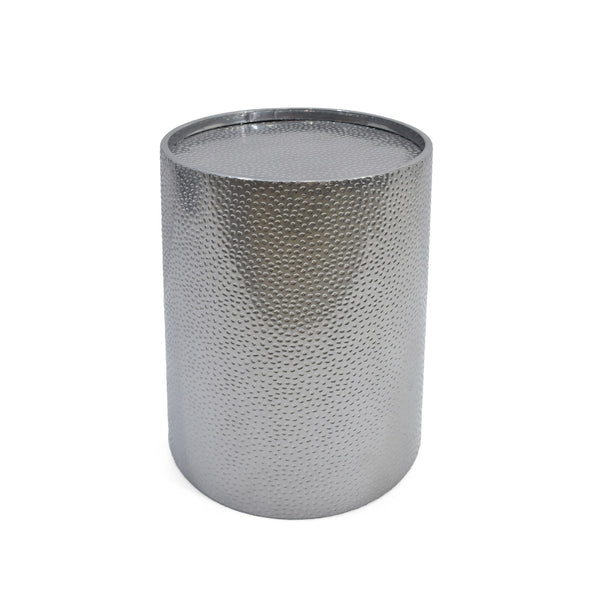 Modern Round Accent Table With Hammered Surface