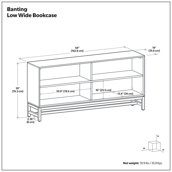 Banting - Low Wide Bookcase - Walnut Brown