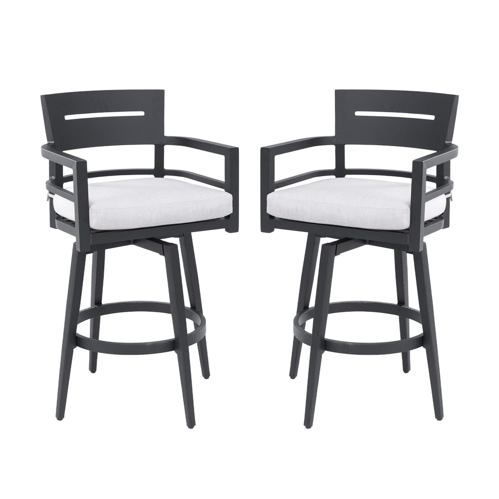 Outdoor Swivel Bar Chairs, 360 Degree Rotation, Ergonomic Backrest (Set of 2)
