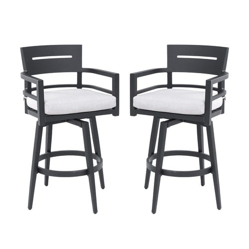 Outdoor Swivel Bar Chairs, 360 Degree Rotation, Ergonomic Backrest (Set of 2)