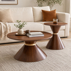 2 Piece Round Coffee Table Set For Living Room