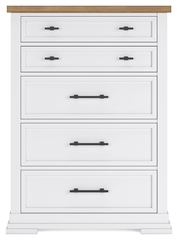 Ashbryn - Five Drawer Chest - White / Natural