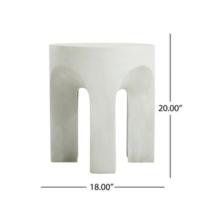 Outdoor Round Top Side Table / End Table, Living Room Accent Table - Antique White