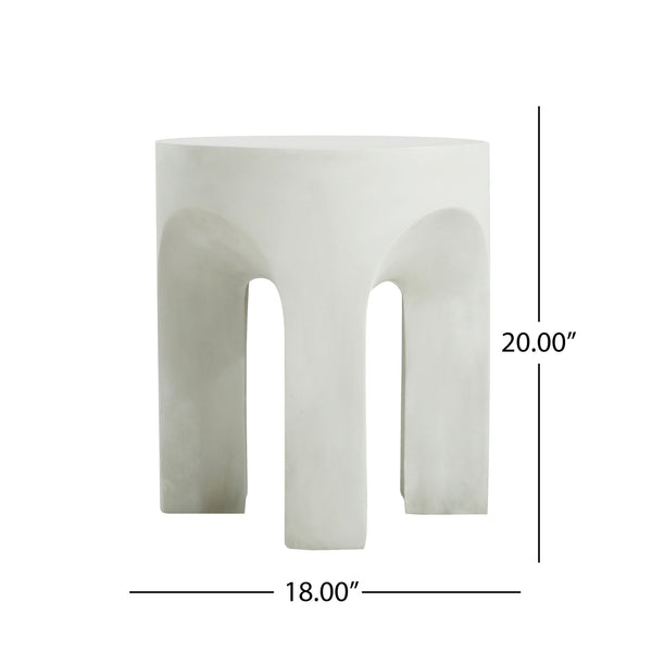 Outdoor Round Top Side Table / End Table, Living Room Accent Table - Antique White
