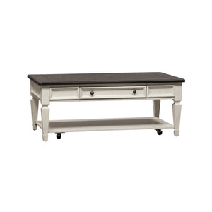 Allyson Park - Rectangular Cocktail Table - Wirebrushed White / Charcoal