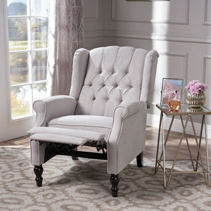Armchair Recliner With Pushback Mechanism And Wingback Design