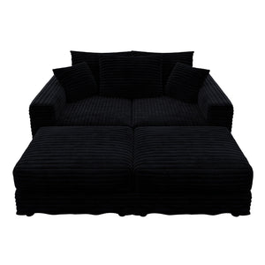 Deep Seat Convertible Sofa With Soft Pillows And Ottomans