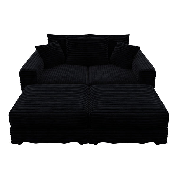 Deep Seat Convertible Sofa With Soft Pillows And Ottomans