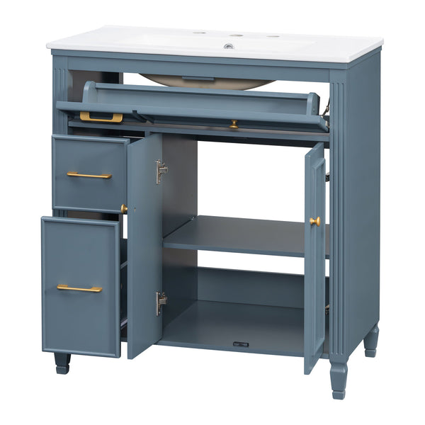 Freestanding Bathroom Vanity With Sink, Soft Close Door, Tip Out Drawer
