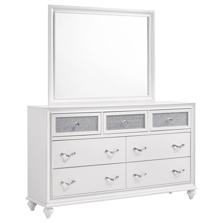 Barzini - 7-Drawer Dresser With Mirror - White