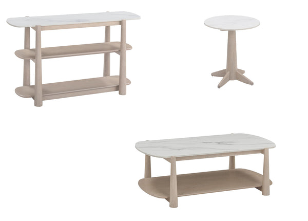 Horizons - End Table - White Oak / White Marble