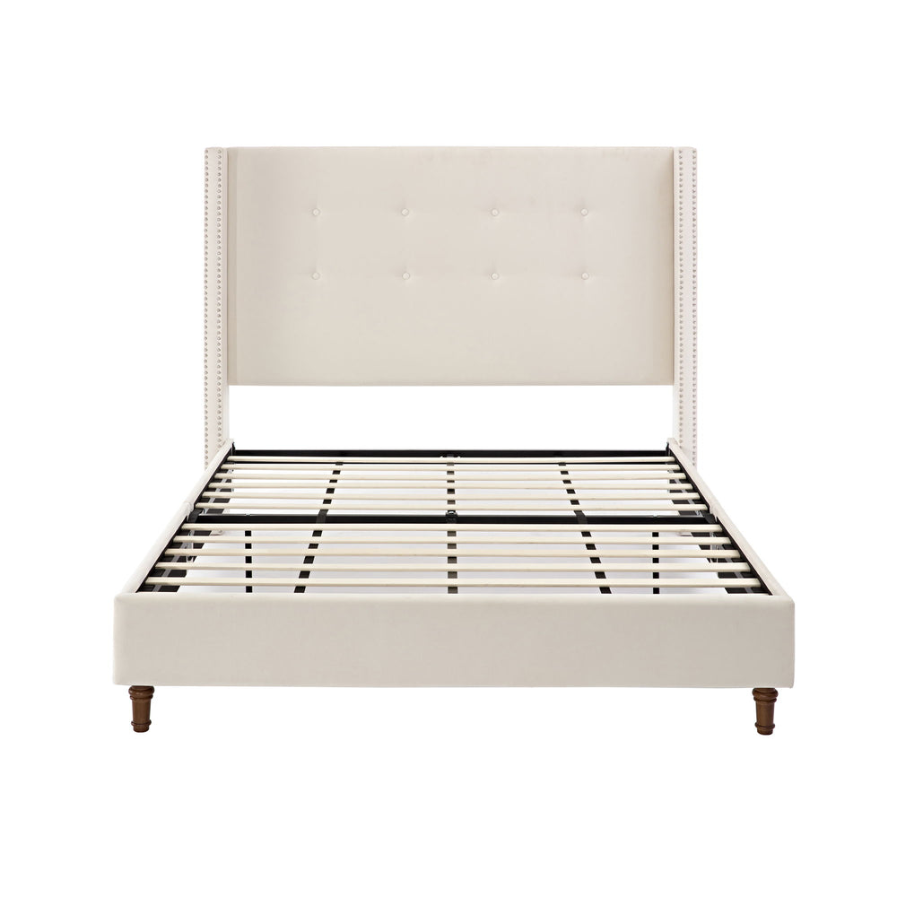 Peyton - Upholstered Bed With 54" High Headboard, Traditional Hand Buttoned Tufting