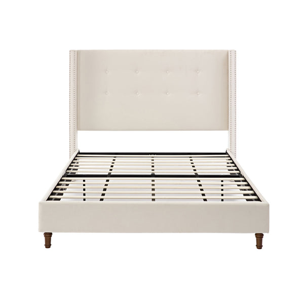 Peyton - Upholstered Bed With 54" High Headboard, Traditional Hand Buttoned Tufting
