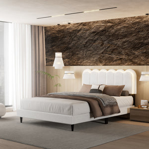 Lambswool Petal Headboard Bed Frame