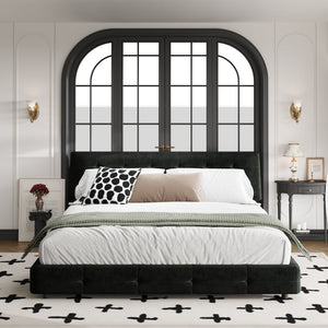Tufted Headboard With Extra-Large Ultra-Soft Cloud Pillow Design