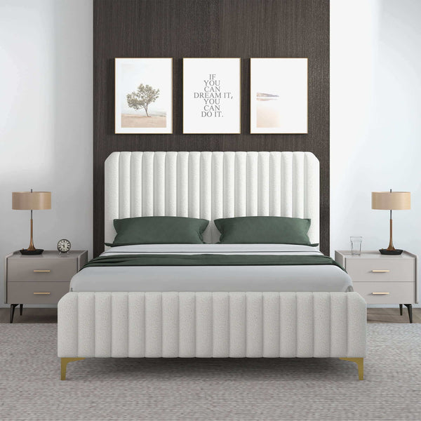 Valery - Queen Size Platform Bed - Cream