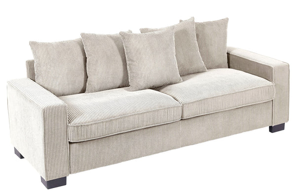Luxe Sofa With 5 Matching Toss Pillows, Sleek Design, Spacious And Comfortable 3 Seater Couch