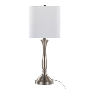 Sawyer - Contemporary Table Lamp (Set of 2) Built In USB Port - Nickel / White