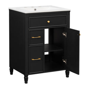 Freestanding Bathroom Vanity With Sink, Soft Close Door, Tip Out Drawer