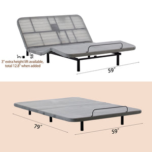 Caron 4.0 - Queen Size Adjustable Bed Frame With Wireless Remote Control, Head And Foot Incline, Massage Function - Black / Gray