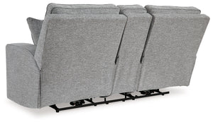 Biscoe - Power Reclining Loveseat With Console /Adj Headrest - Pewter