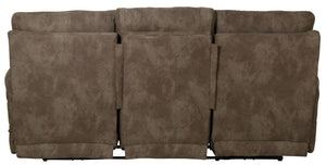 Tranquility - Power Headrest Power Lay Flat Reclining Sofa With DDT / CR3 Heat / Massage / Lumbar - Pewter