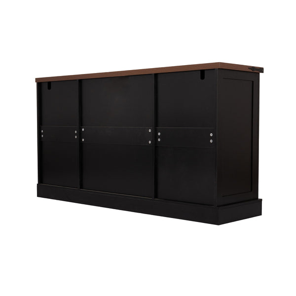 Barn Door Storage Cabinet With 2 Drawers & Door Rack, Adjustable Shelves