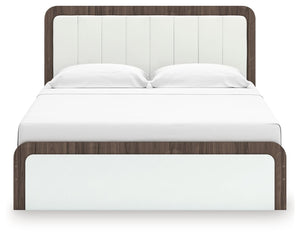 Kendanport - 4 Pc. - King Platform Bed, Dresser, Mirror And Nightstand - Brown / White
