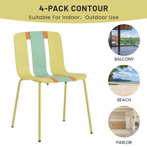 Modern Striped Blocking Single Chairs (Set of 4)