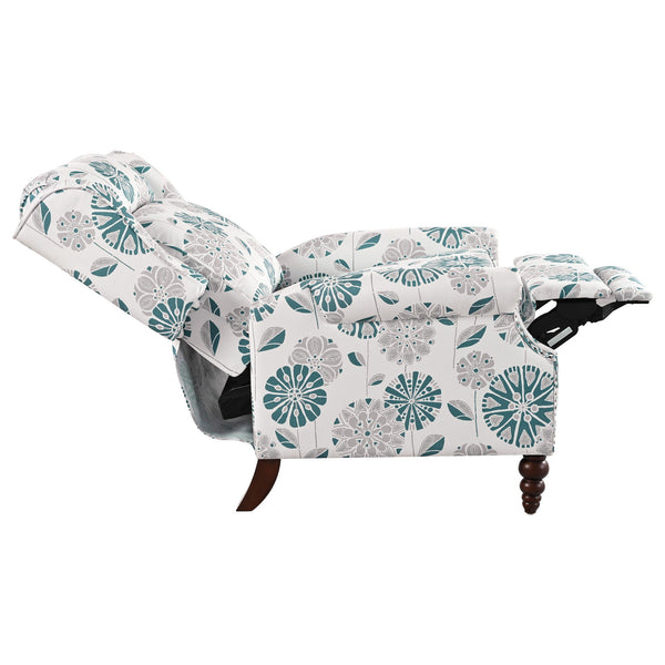 Push Back Recliner Chair Upholstered Recliner Armchair With Classic Wing Back And Solid Gourd-Shaped Legs